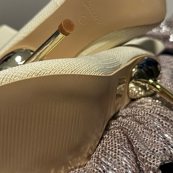 🌟HOST Pick🌟 NWOT Cuccoo, Size 40 9 Ivory White Cream Gold Stiletto Sock Boots - Picture 8 of 16
